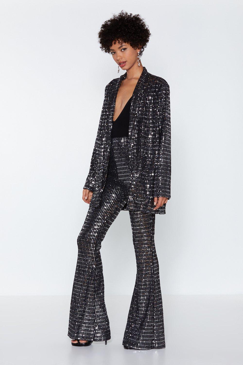 black sequin pantsuit