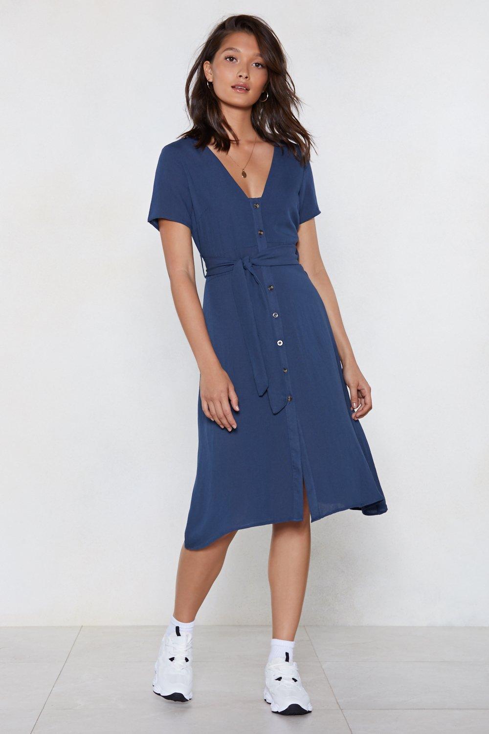 denim button midi dress