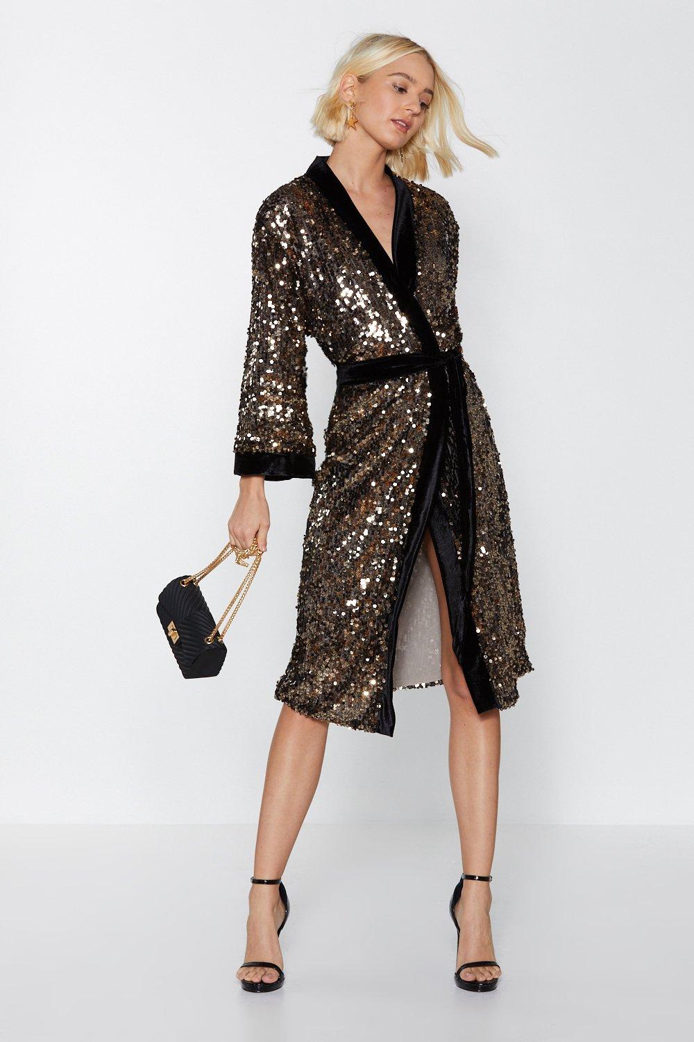 sequin coat dress