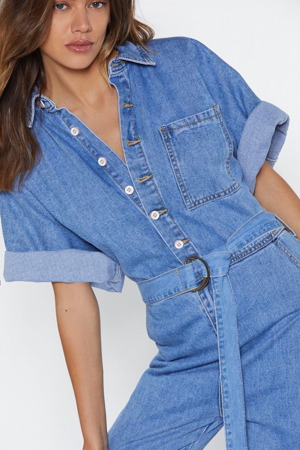 nasty gal denim jumpsuit