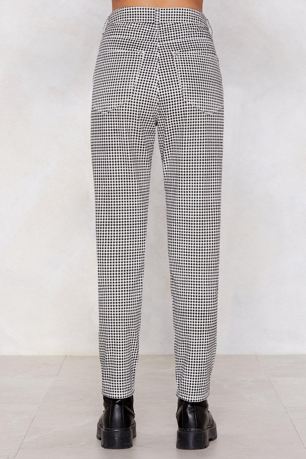 gingham mom jeans