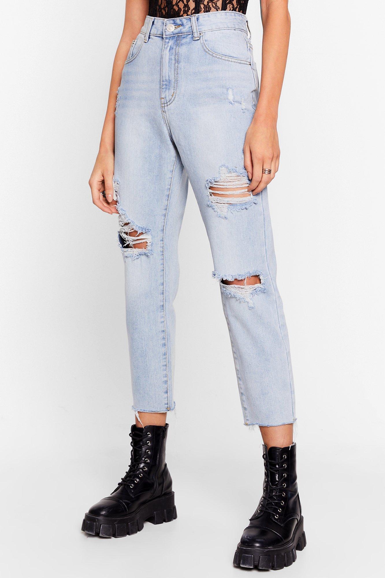 over distressed jeans