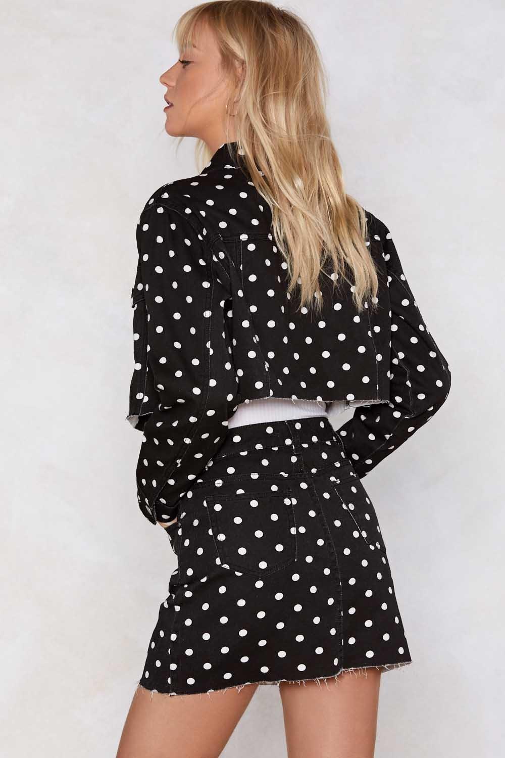 polka dot denim jacket