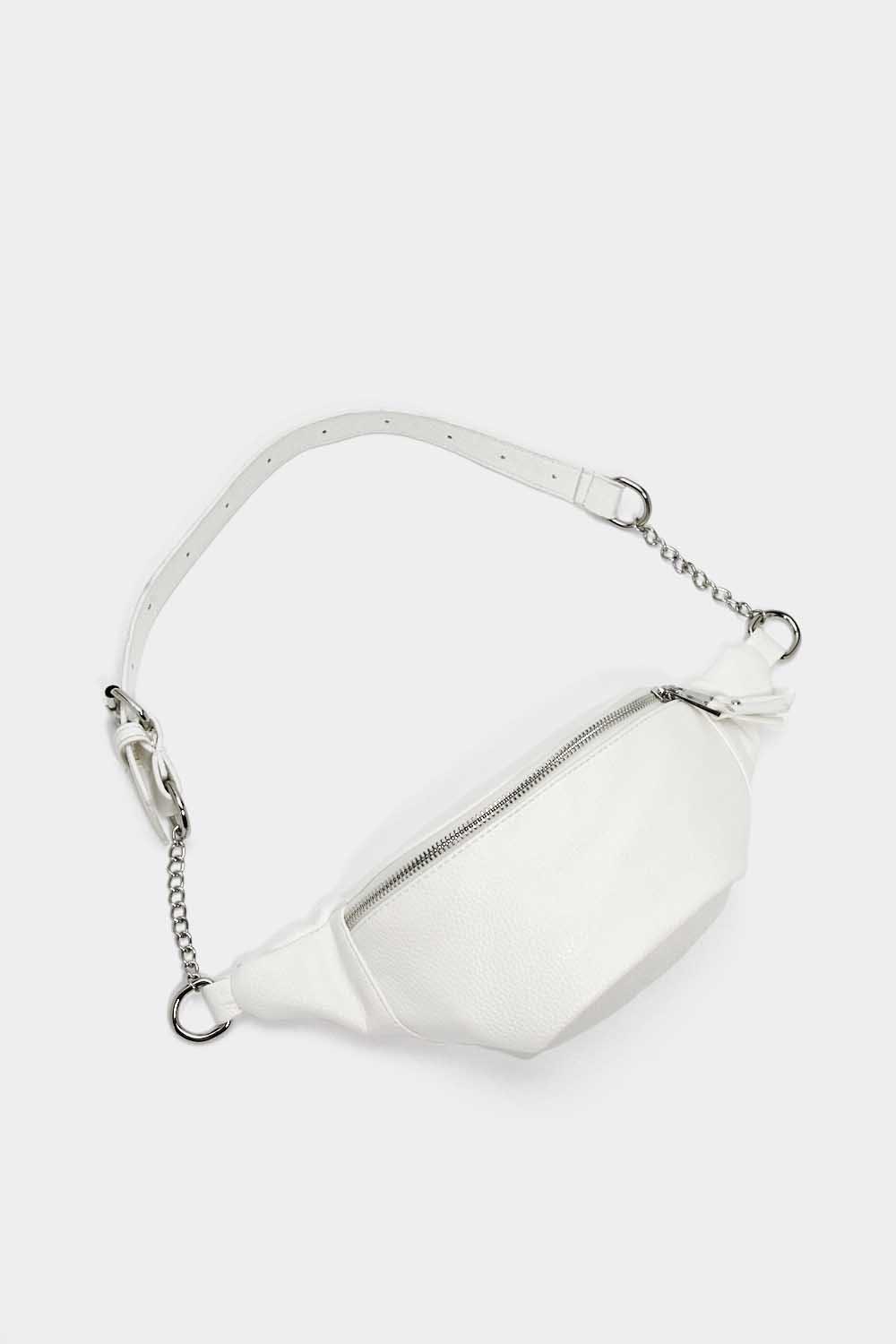 white chain bum bag