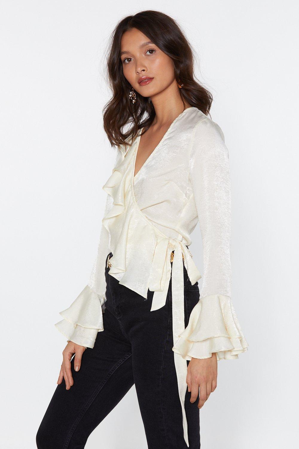 cruella ruffle wrap top