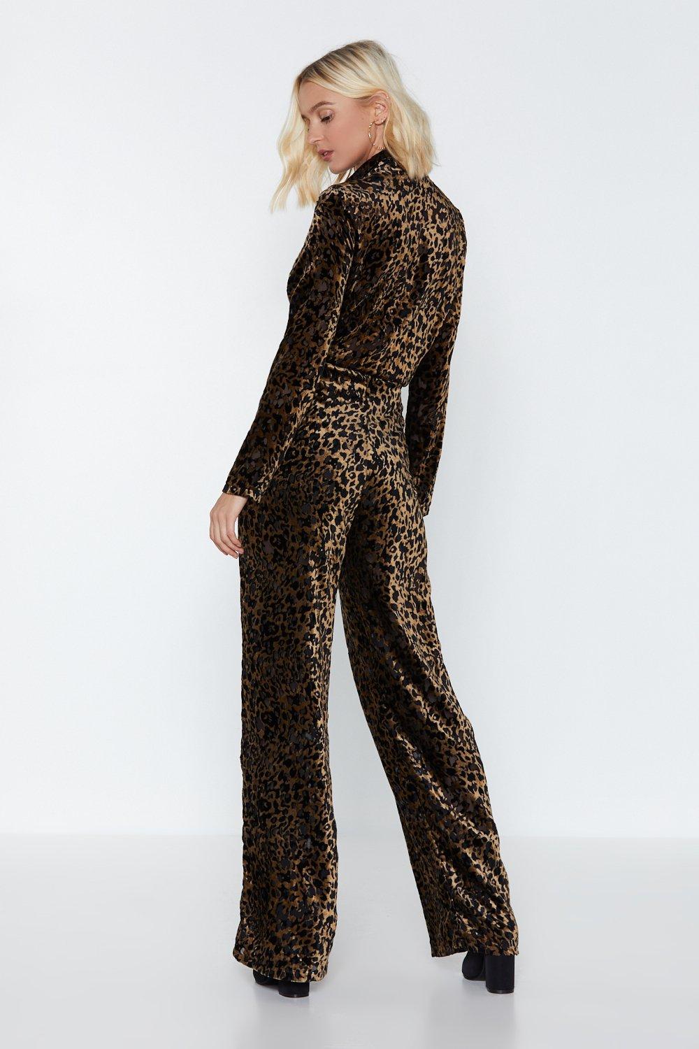 velvet leopard jumpsuit