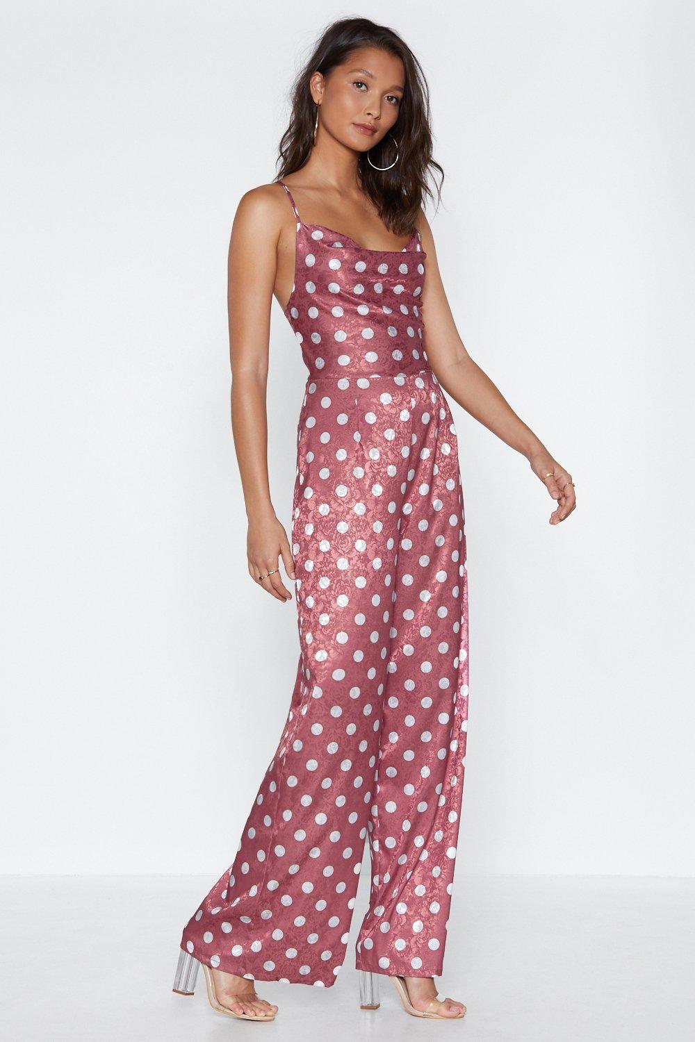 pink polka dot jumpsuit