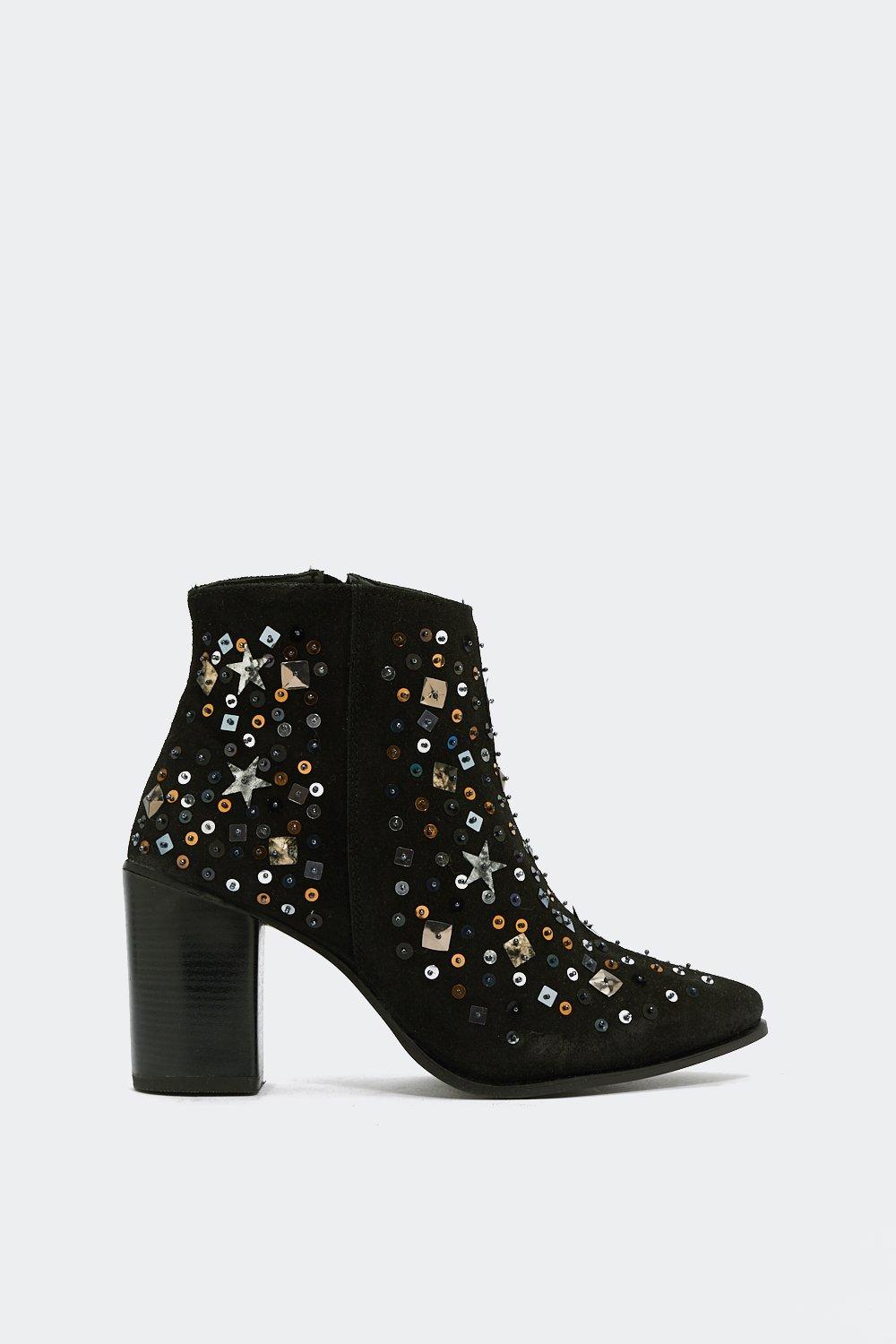 black sequin boots