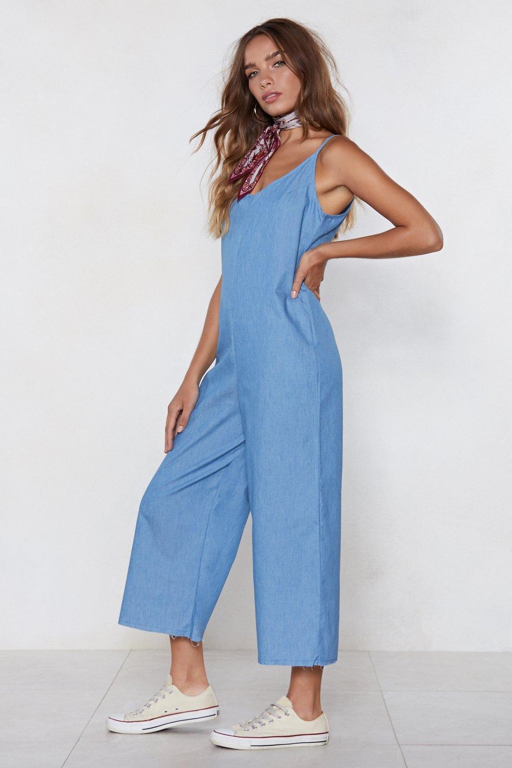 chambray jumpsuit wide leg