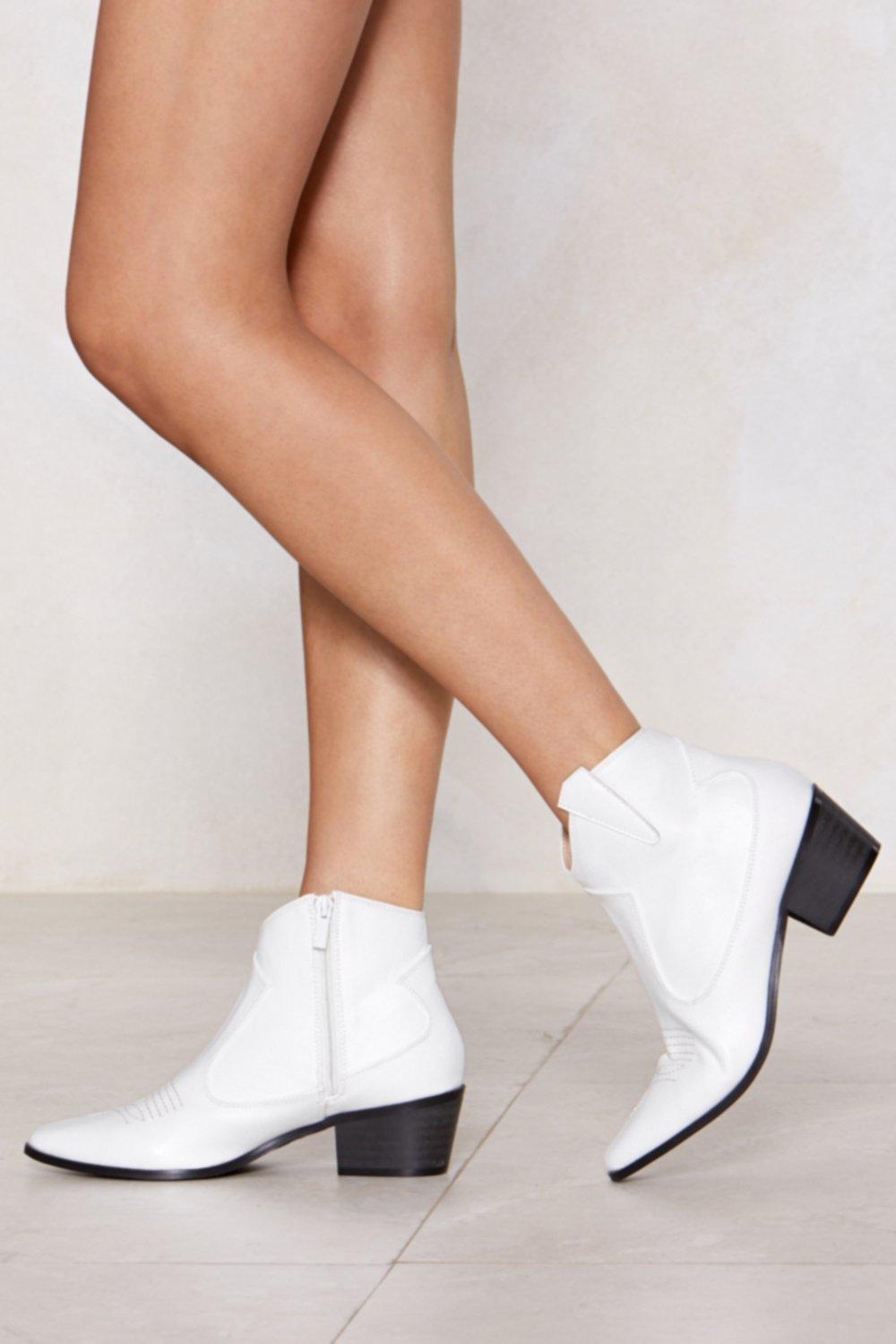 white ankle boots low heel