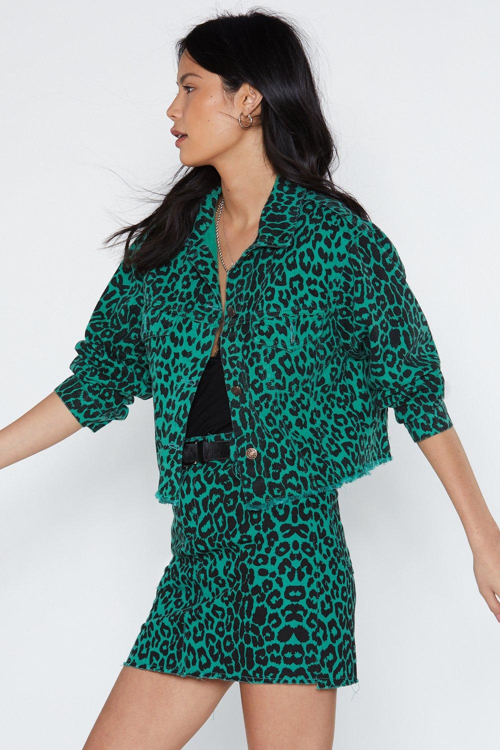 denim leopard jacket