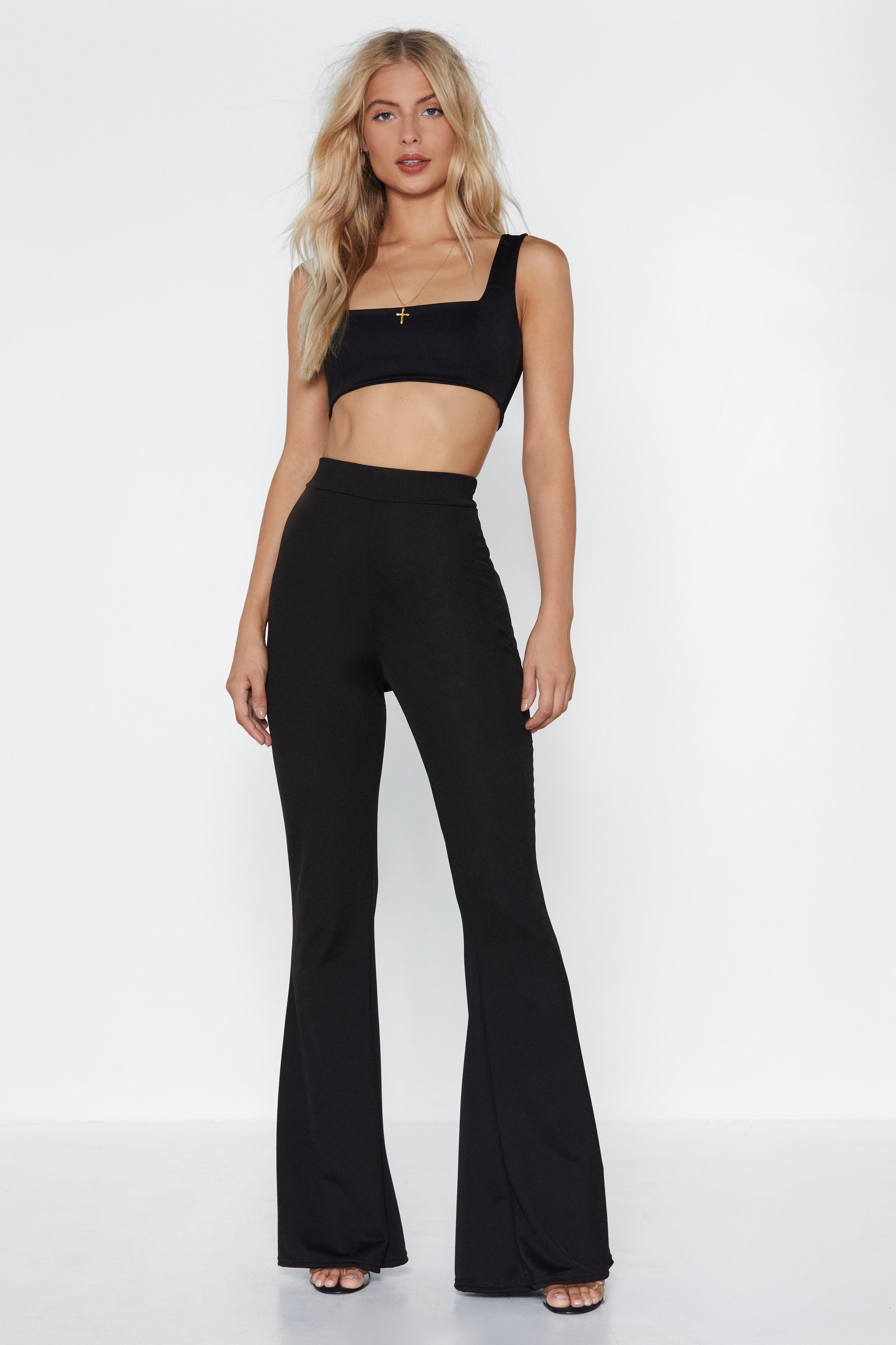 flare pants with crop top