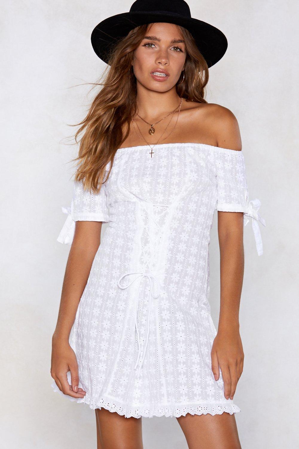 nasty gal off the shoulder dress