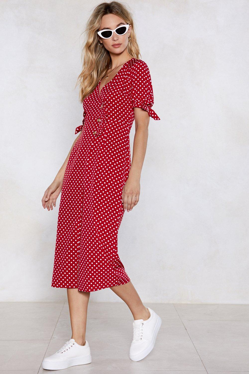 red polka dress