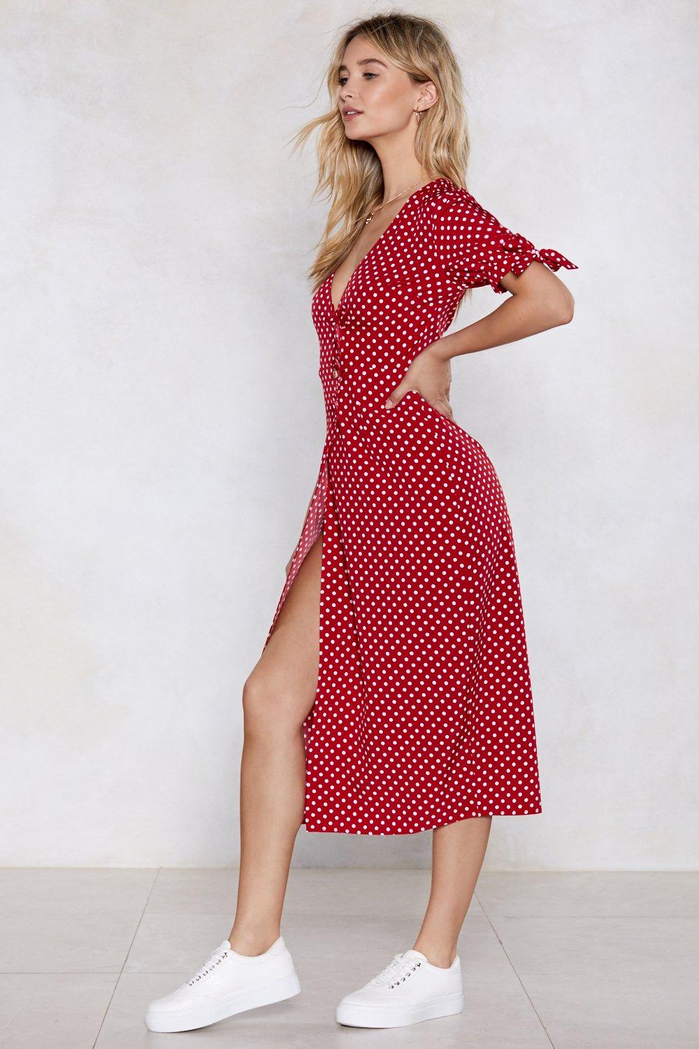 red white spot dress