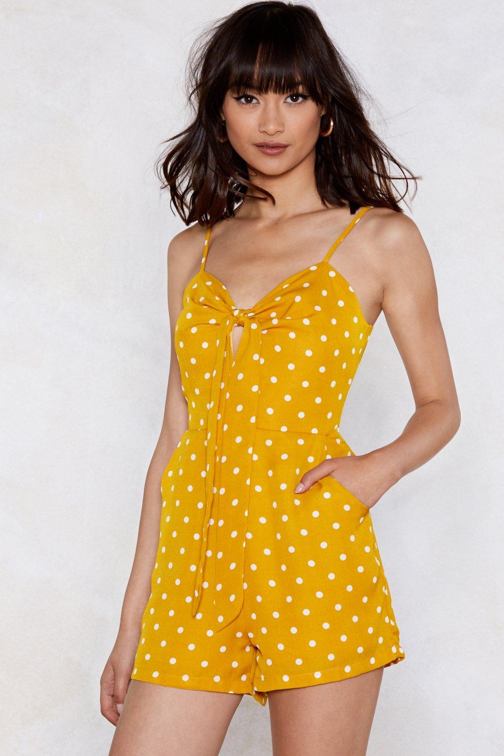 yellow polka dot jumpsuit