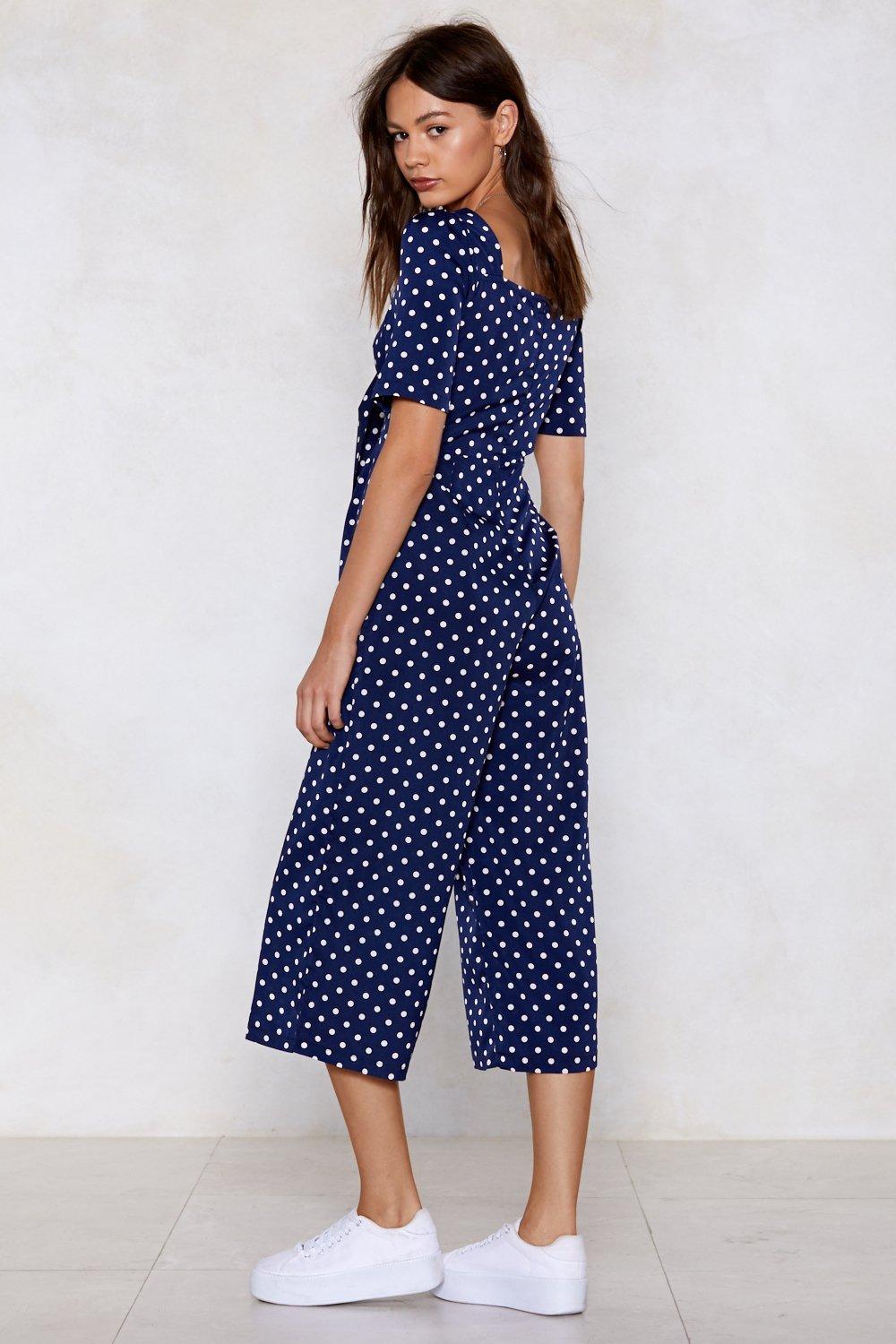 polka dot cropped jumpsuit