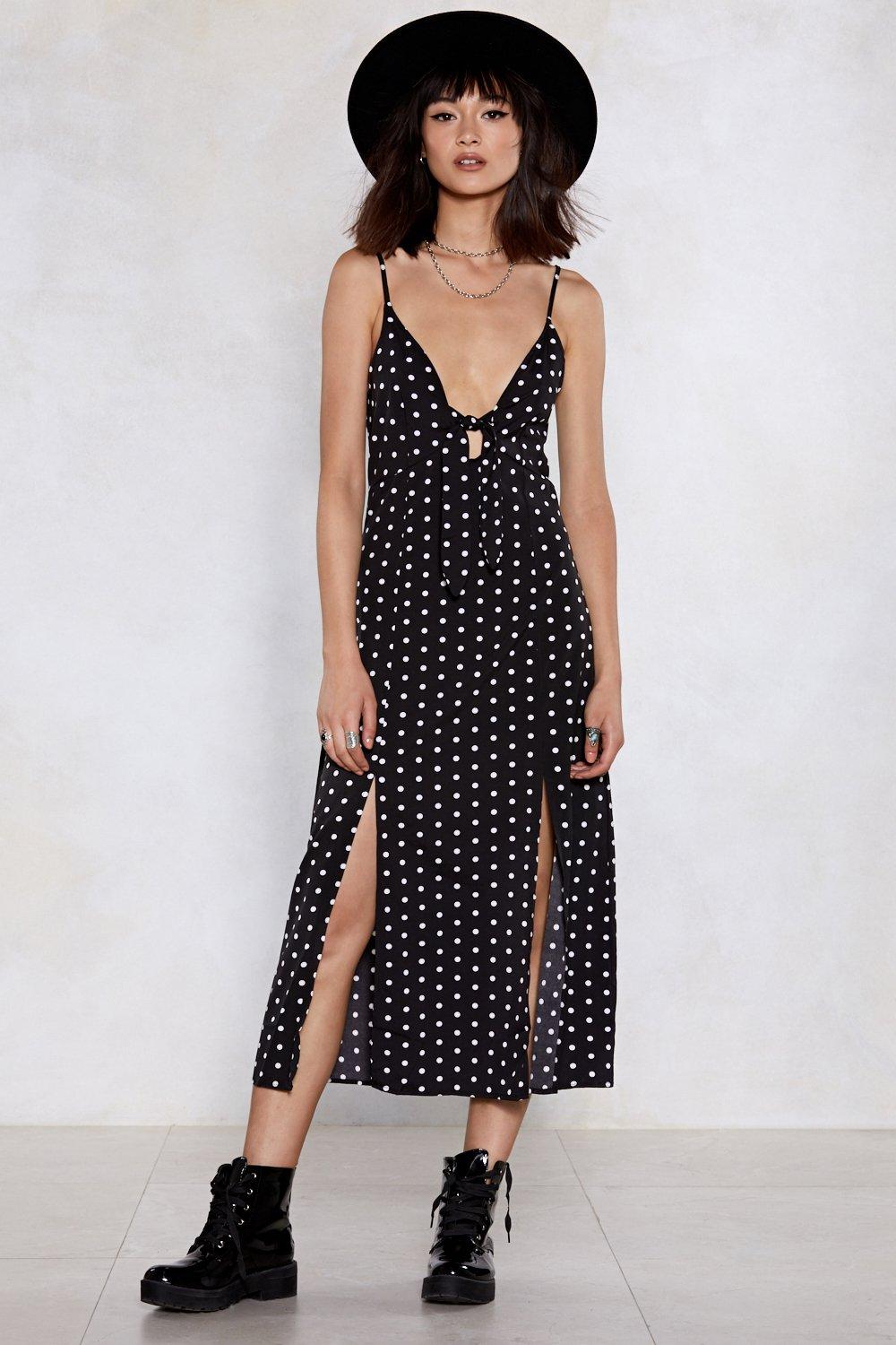 polka dot slit dress