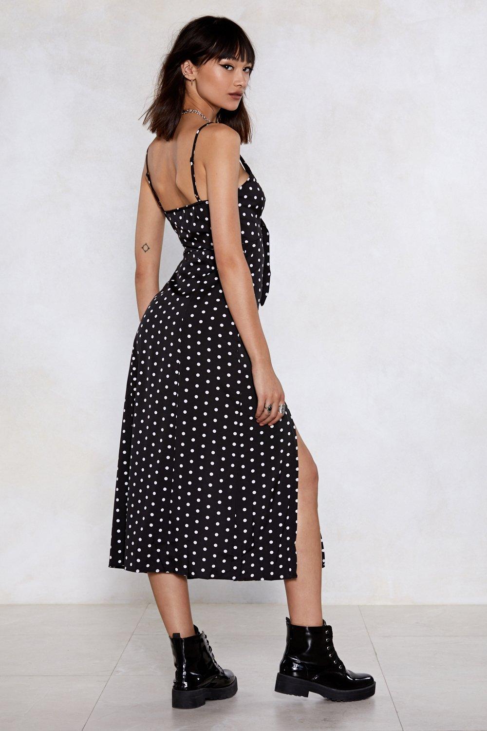 polka dot slit dress