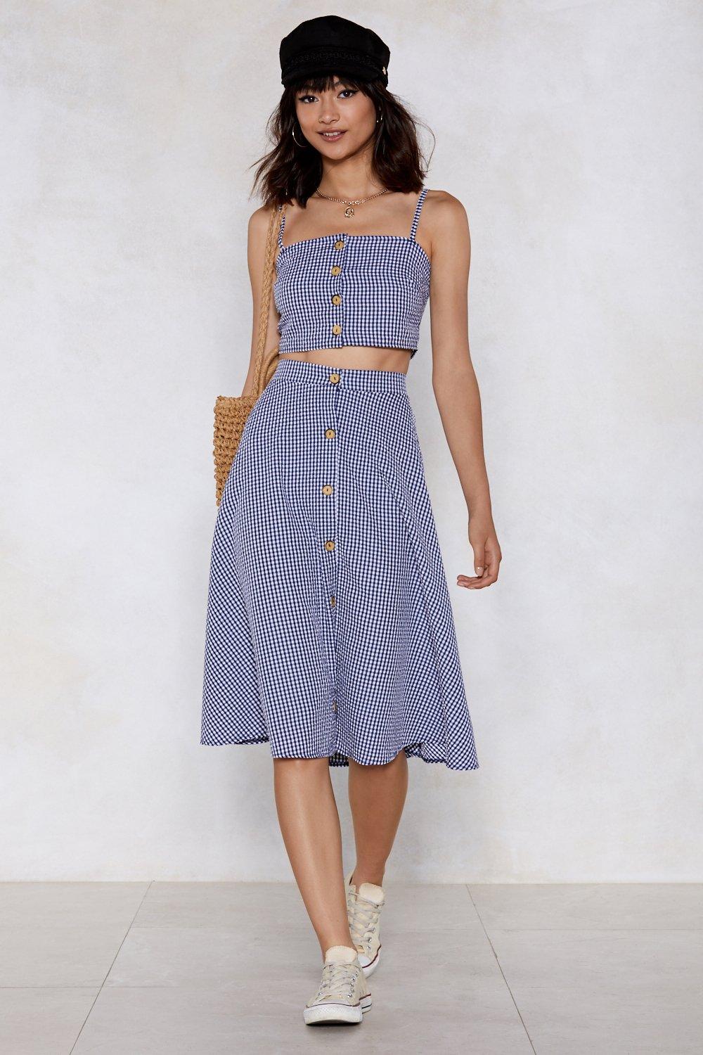 gingham skirt midi