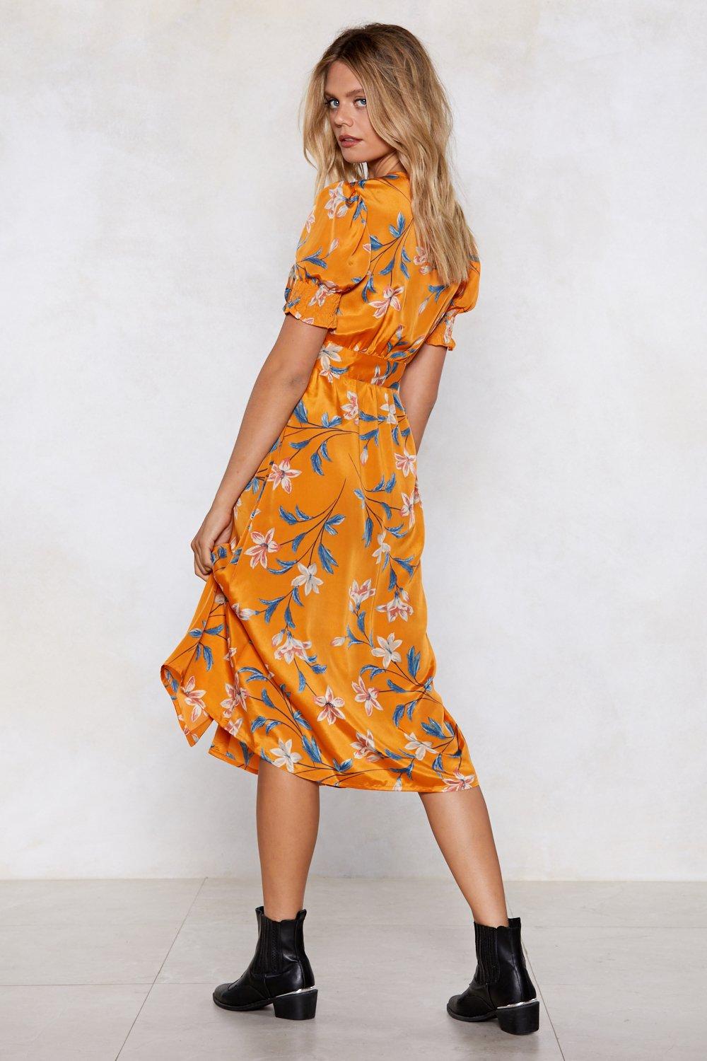 burnt orange floral dress