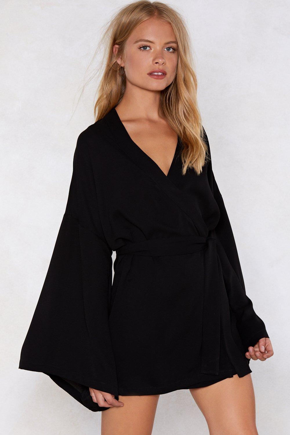 flare sleeve wrap dress