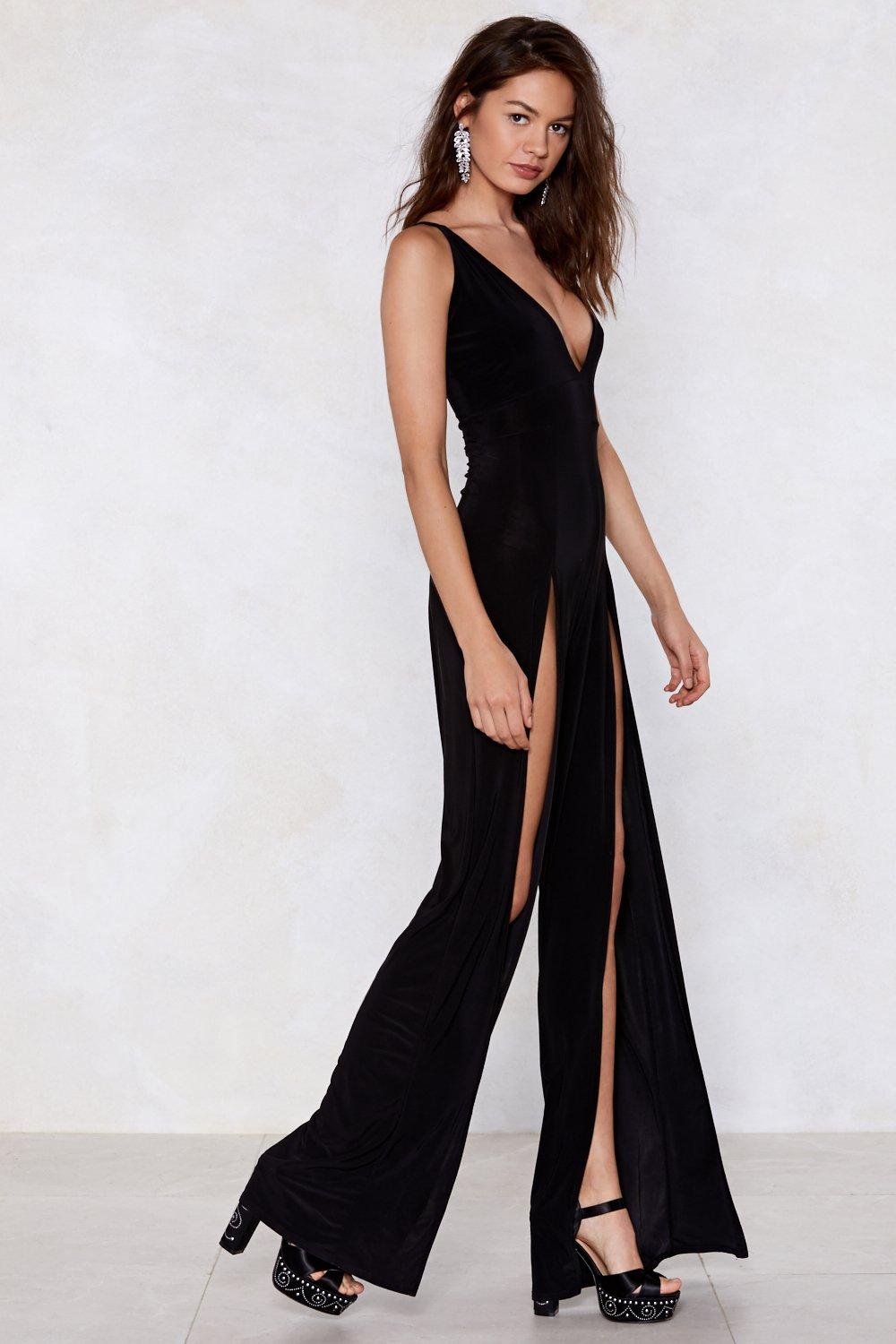 black slit jumpsuit