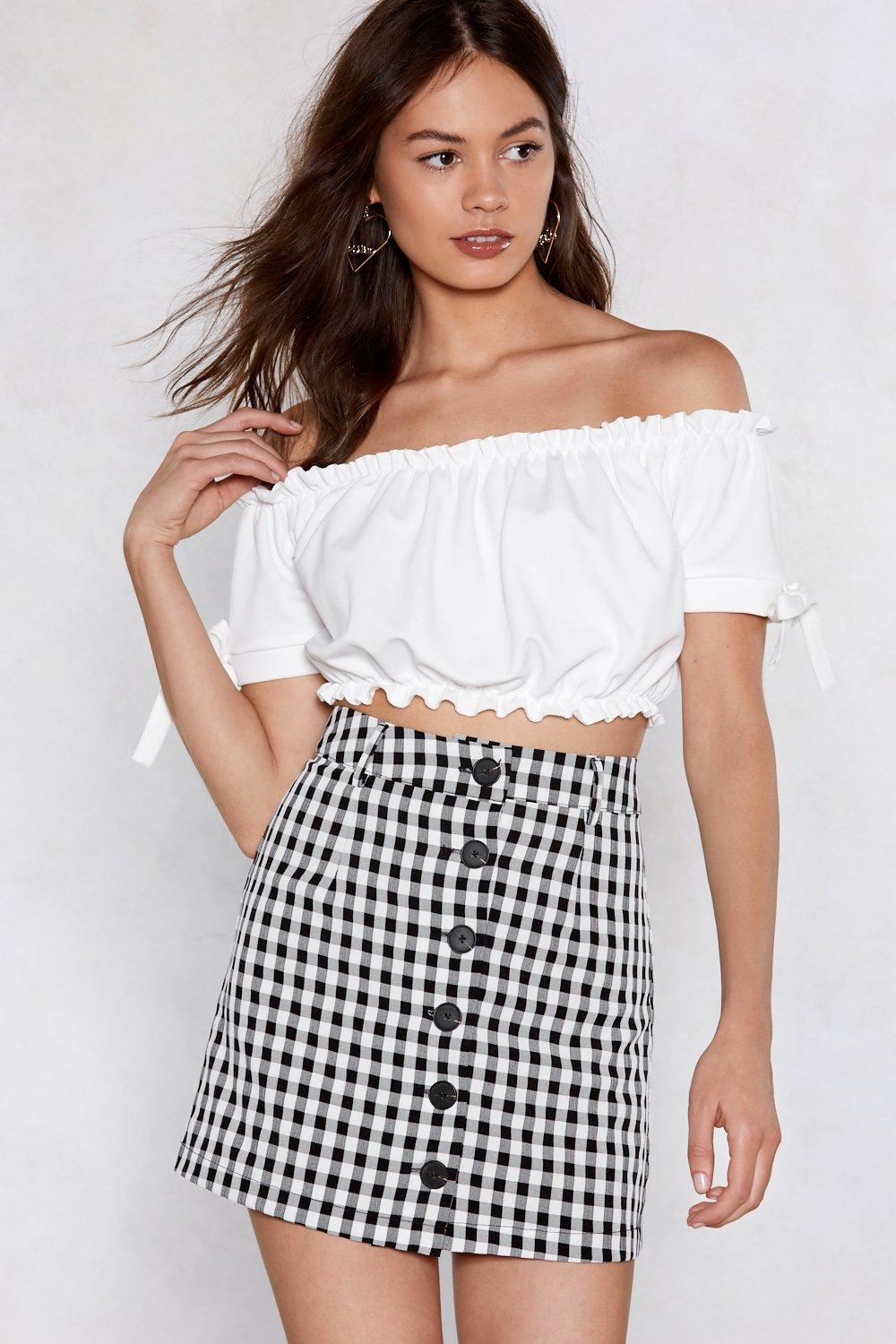 frilly white crop top