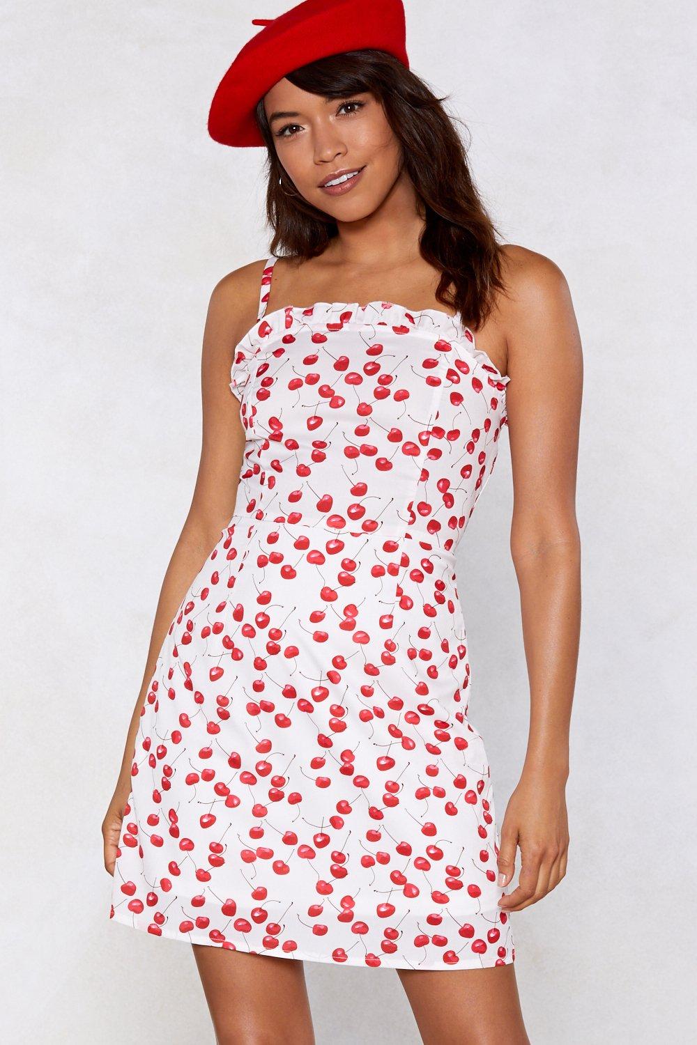 cherry print mini dress