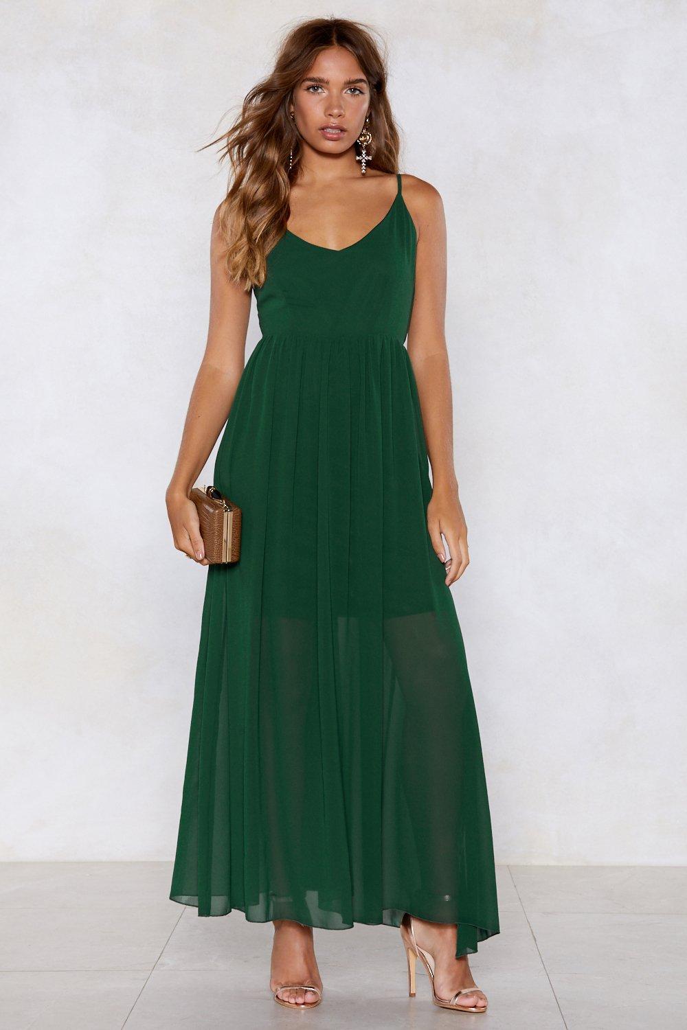 green strappy maxi dress
