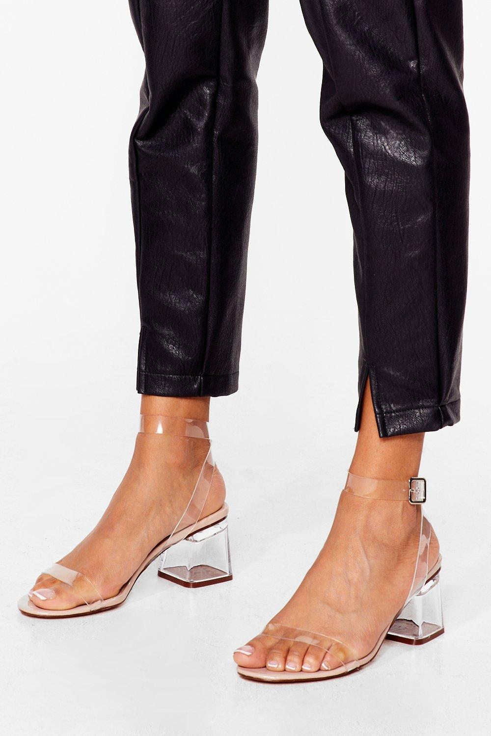 clear strap low heels
