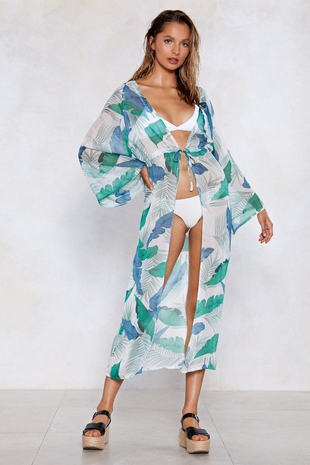 palm print beach cover up