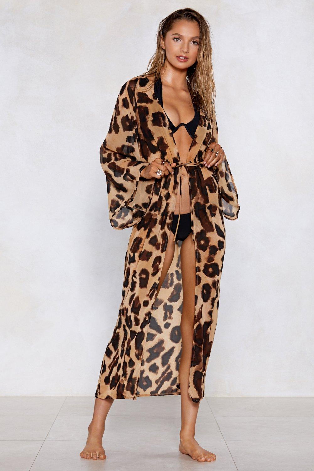 leopard beach cover up