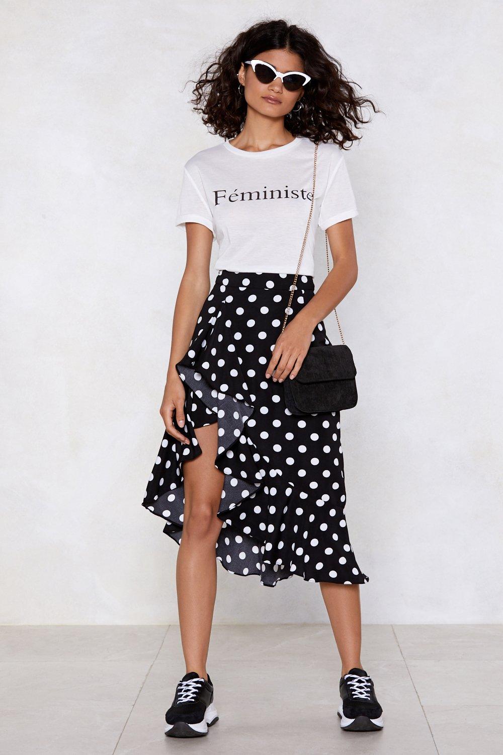 black polka dot skirt