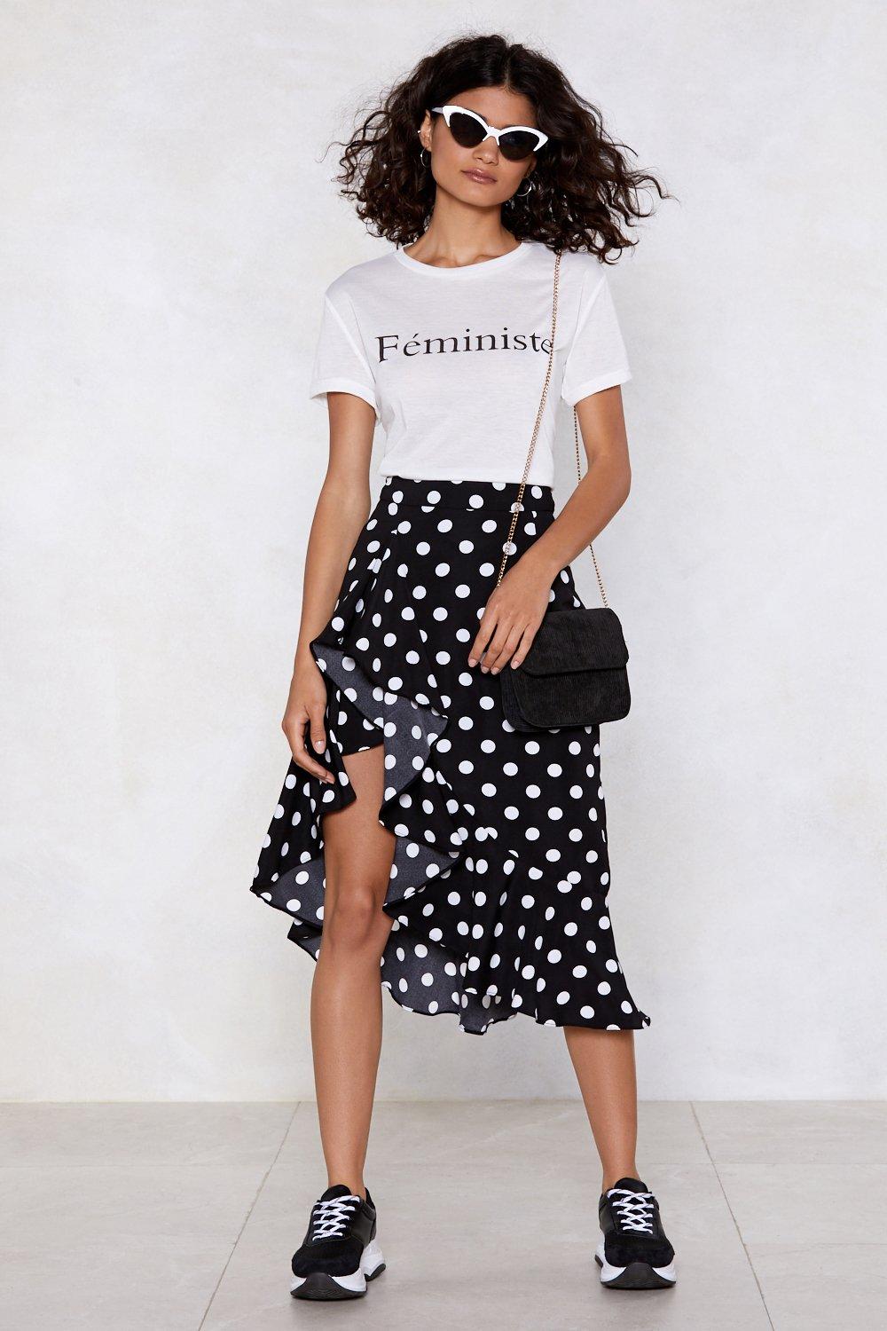 long black polka dot skirt