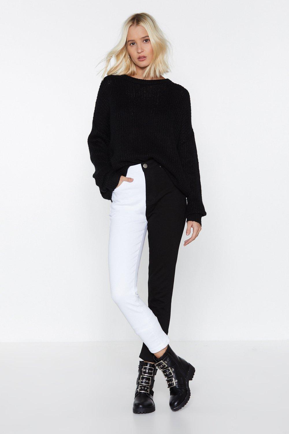 half black half white outfit