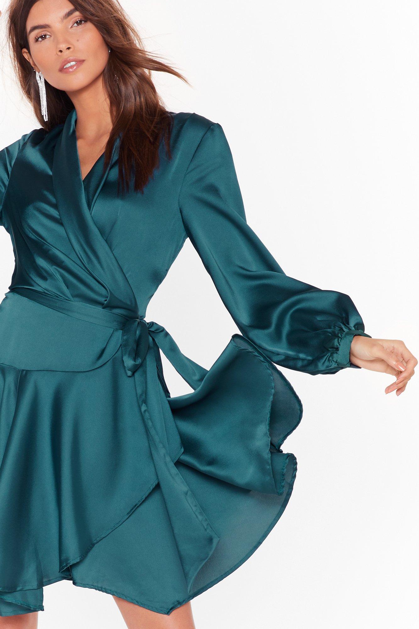 nasty gal satin wrap dress