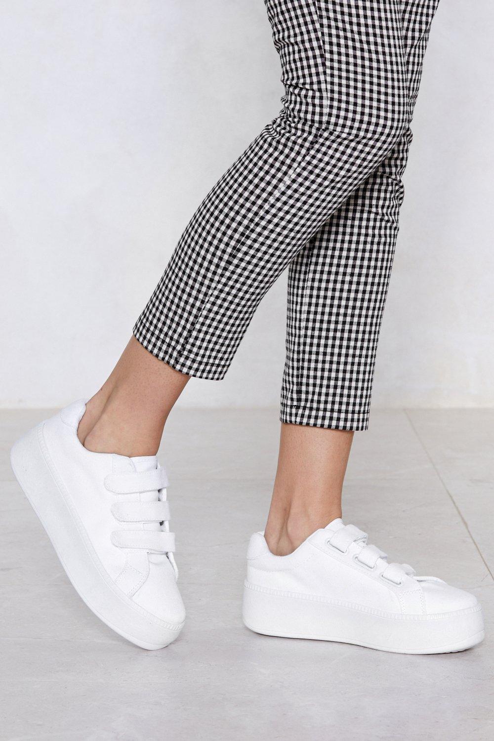 white velcro platform sneakers