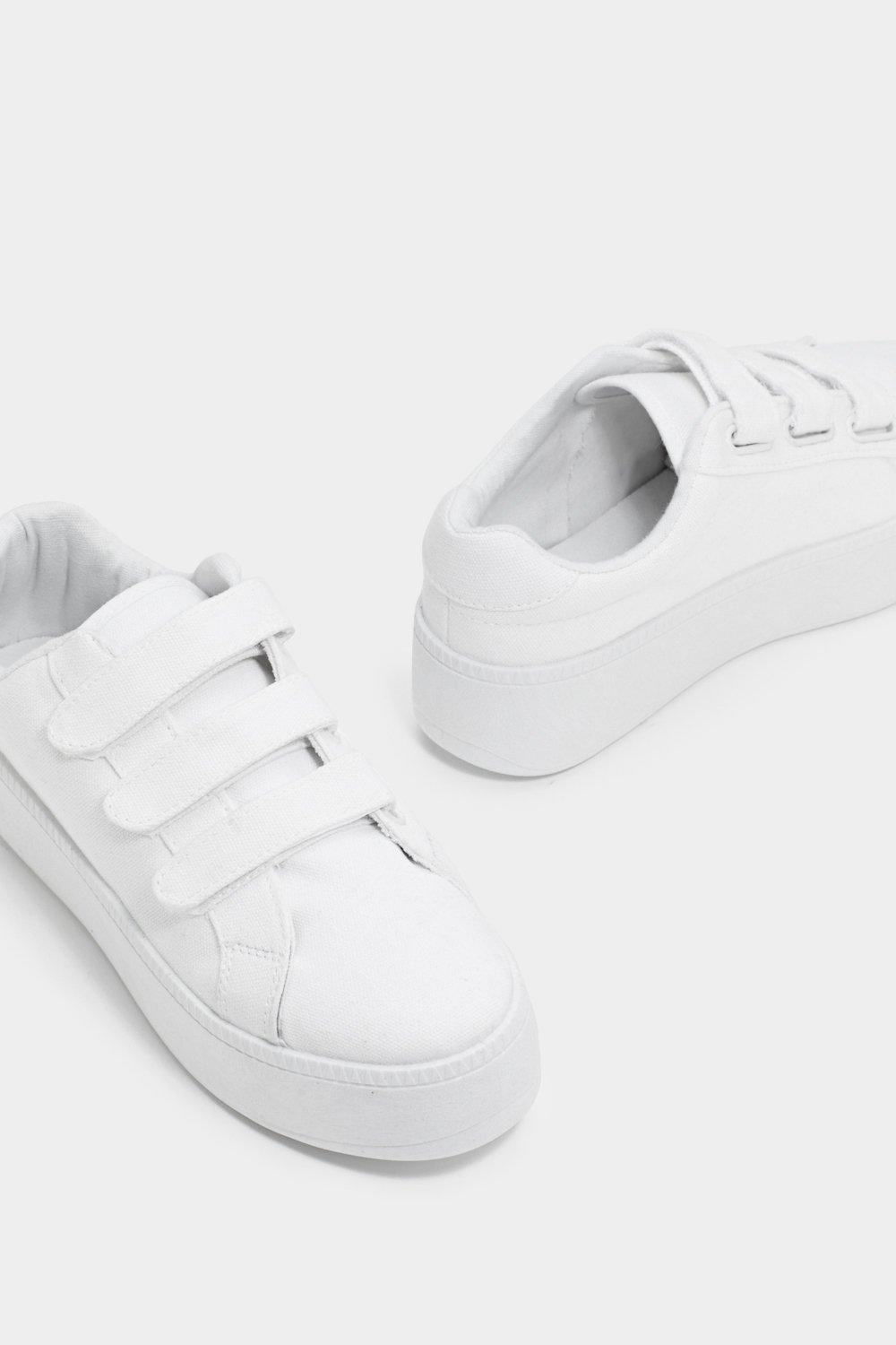 white velcro platform sneakers