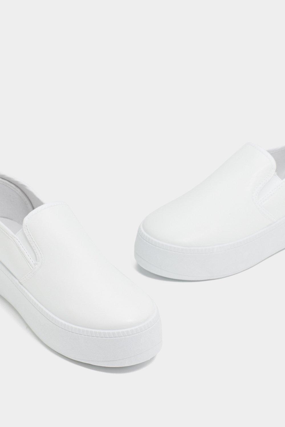 slip on white platform sneakers