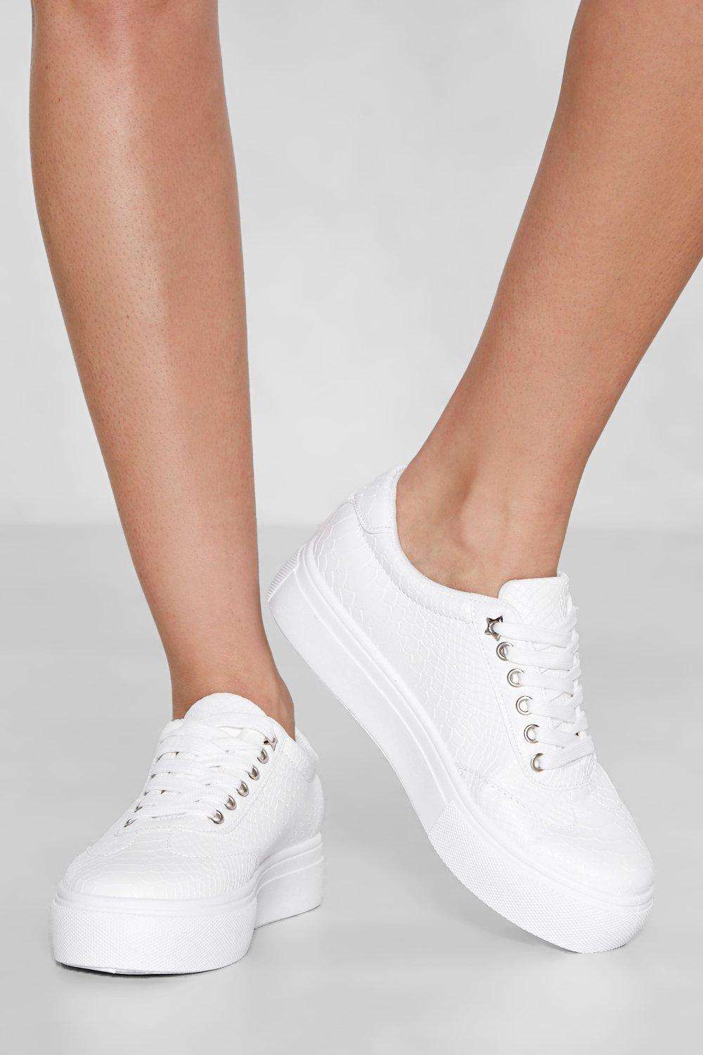 Croc Faux Leather Platform Trainers 