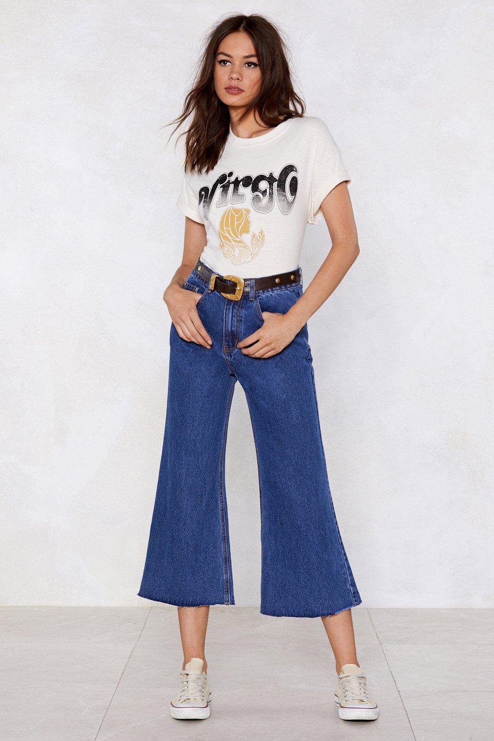 high waisted cropped wide leg jeans