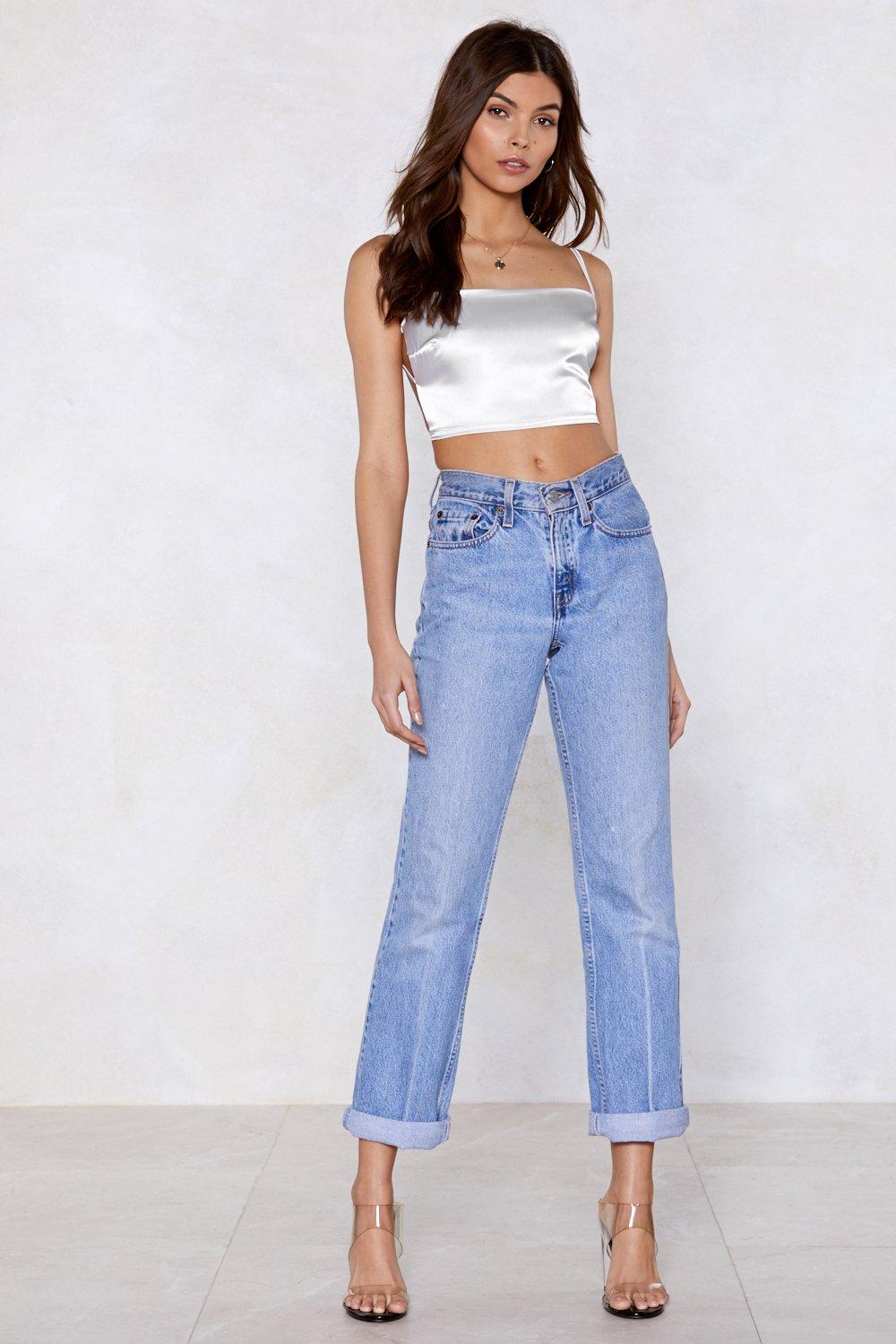 back at it satin crop top