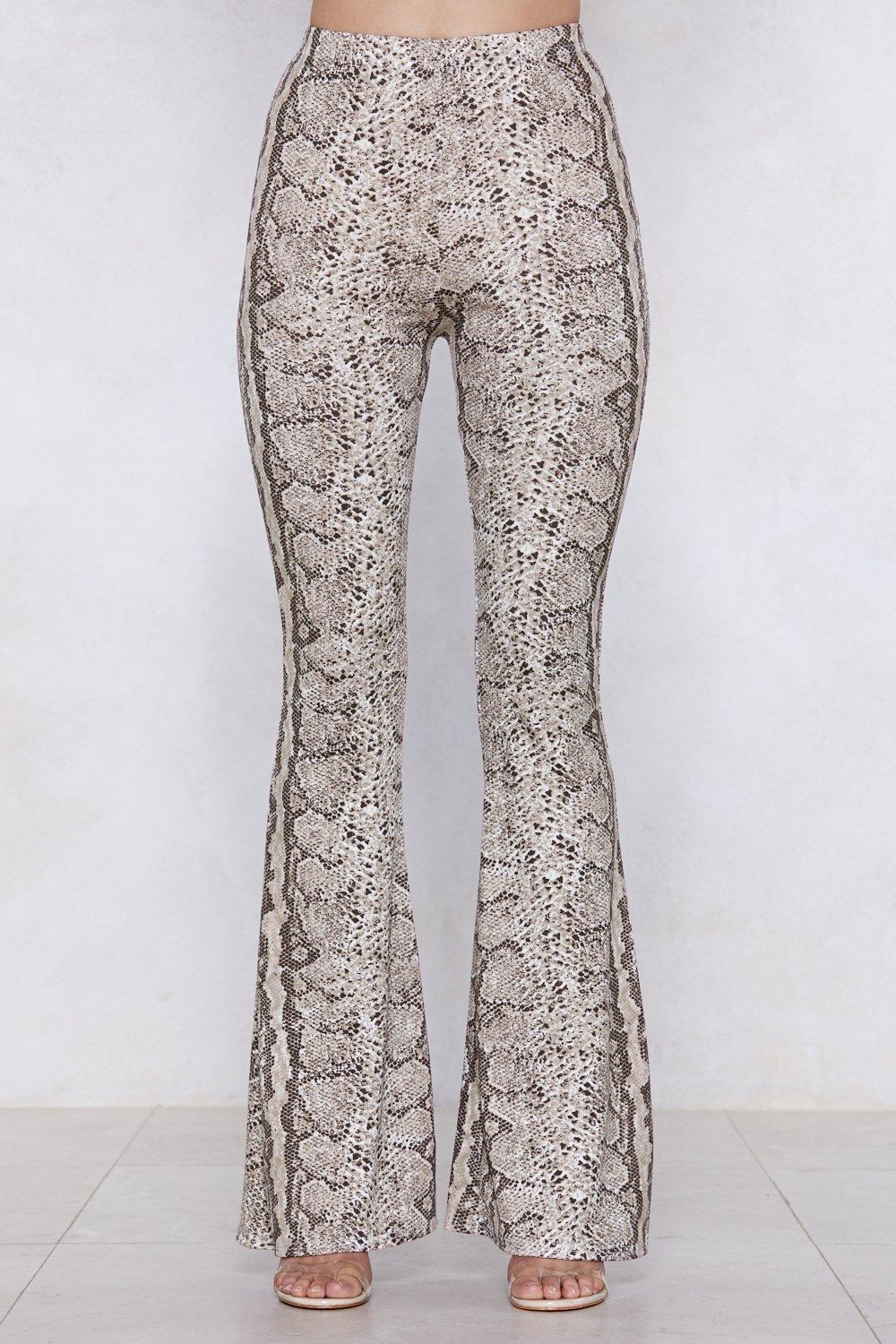 snake flared pants grey