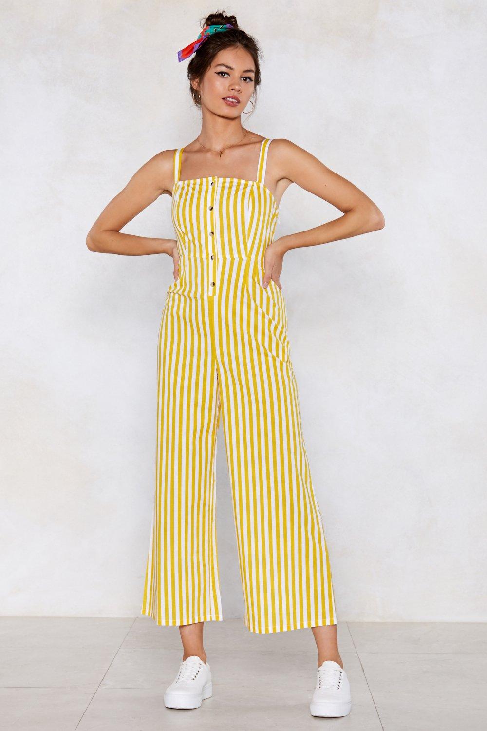 striped yellow jumpsuit