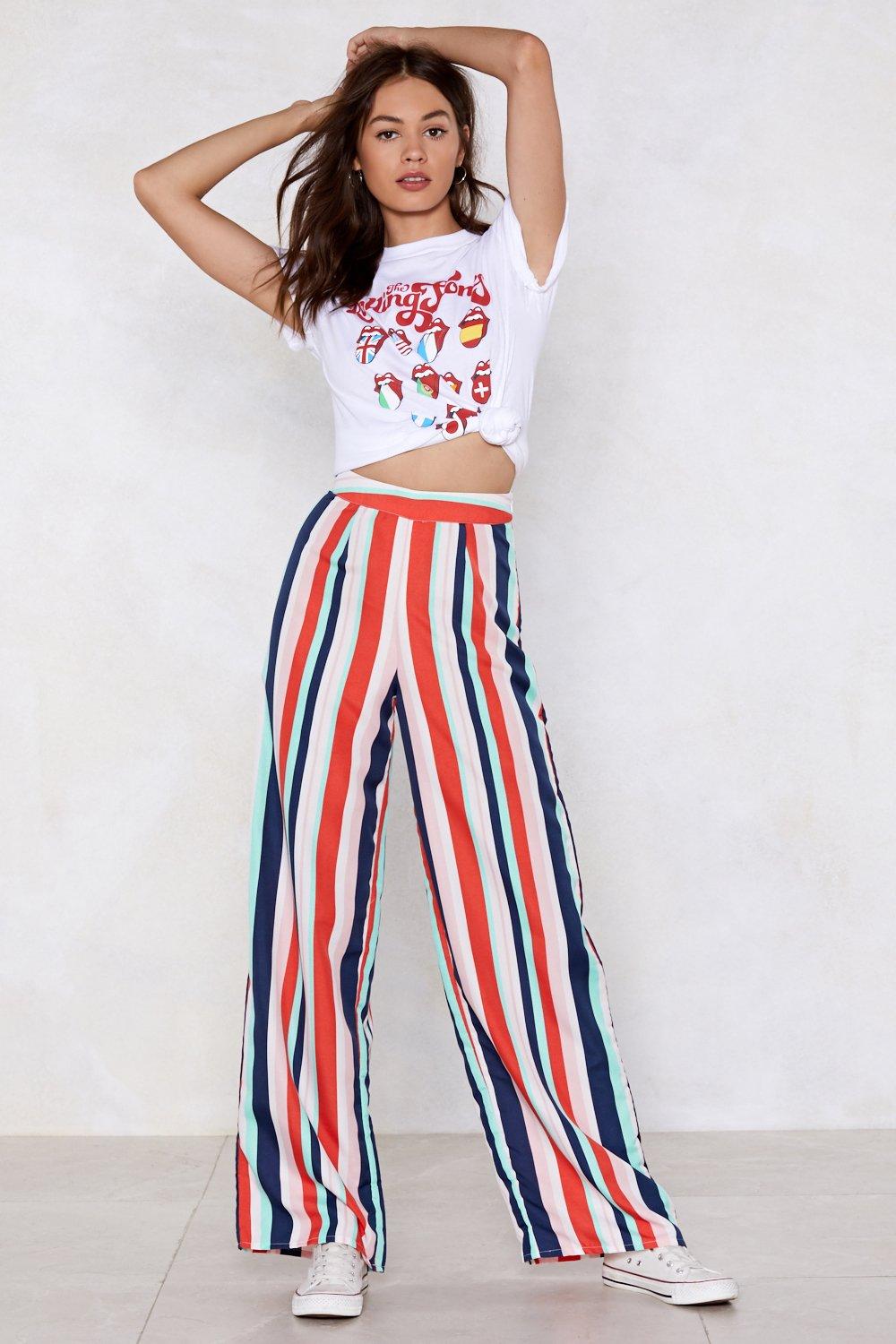 red white and blue striped pants