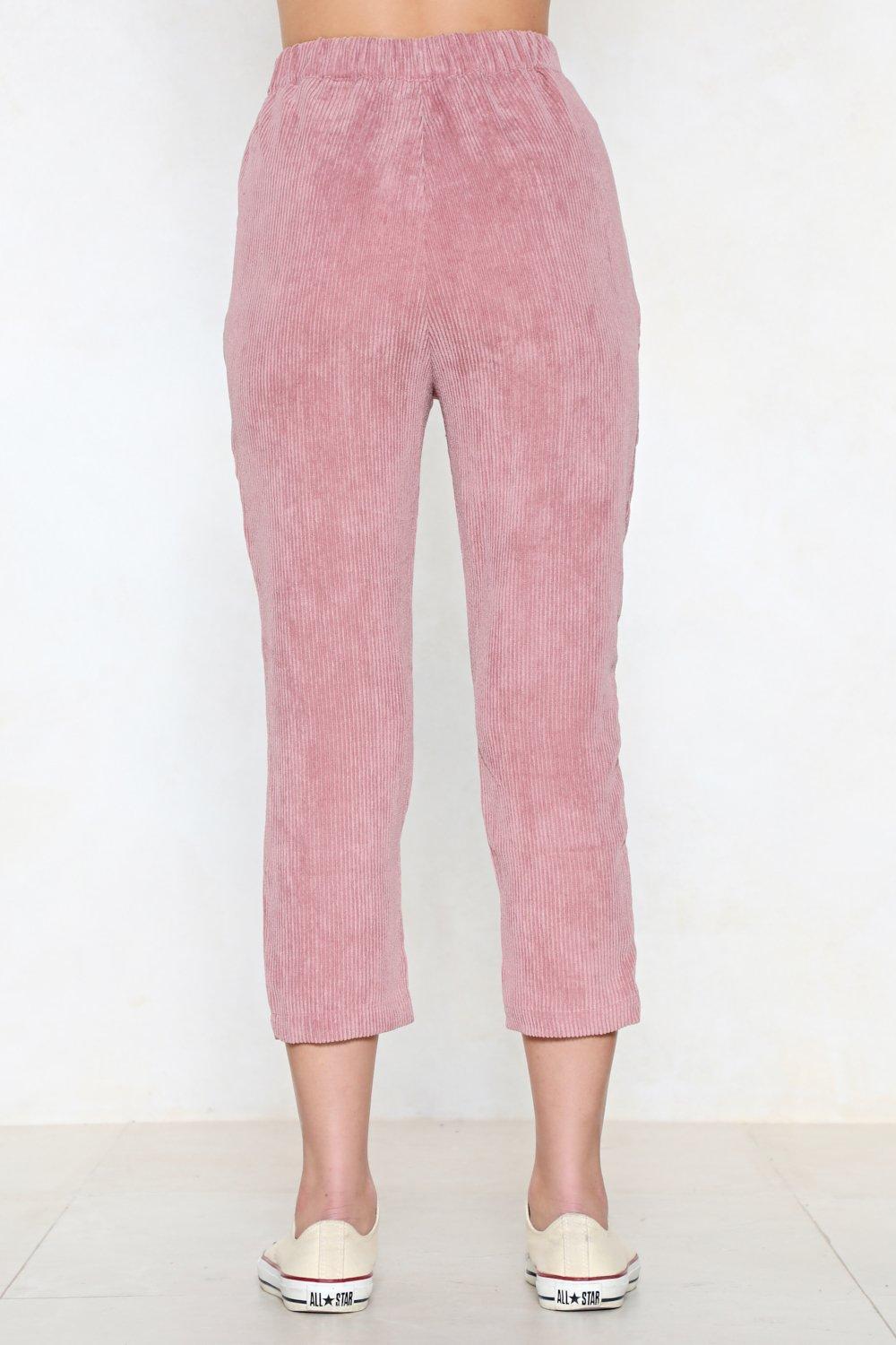corduroy pink trousers