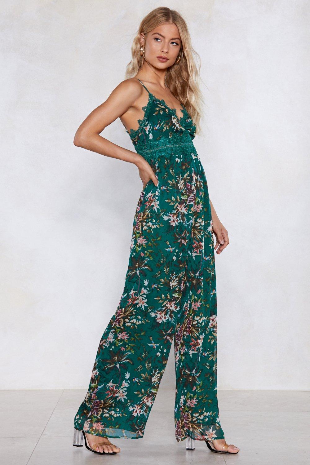 floral green jumpsuit