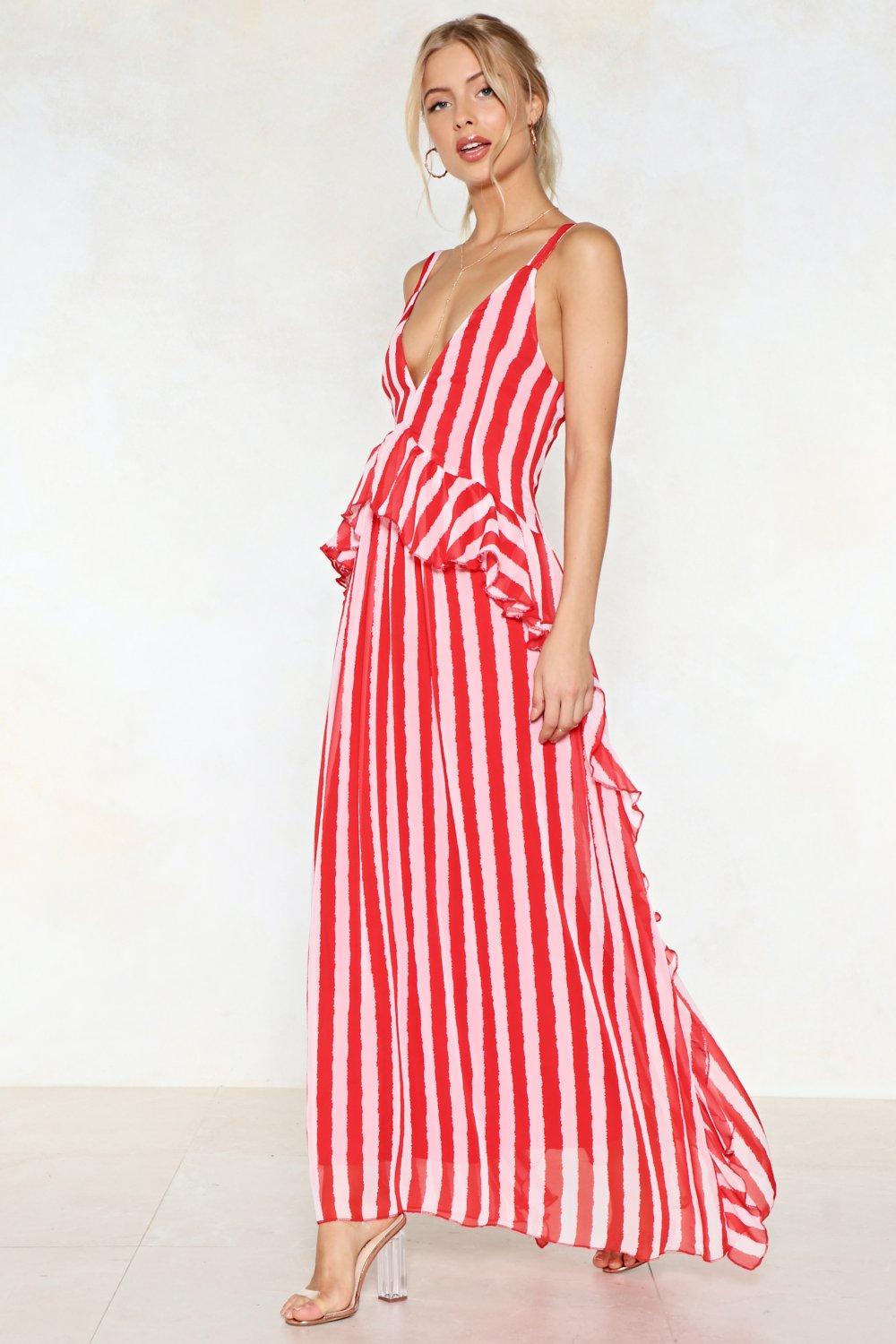 red stripe maxi dress