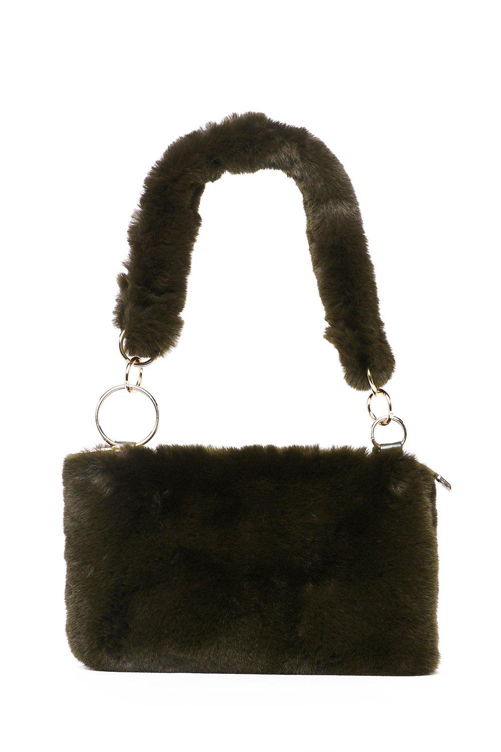 faux fur shoulder bag